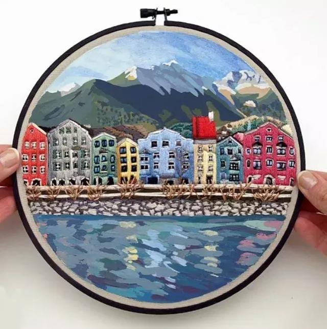 刺繡與水彩的結(jié)合，誕生出很有創(chuàng)意的作品