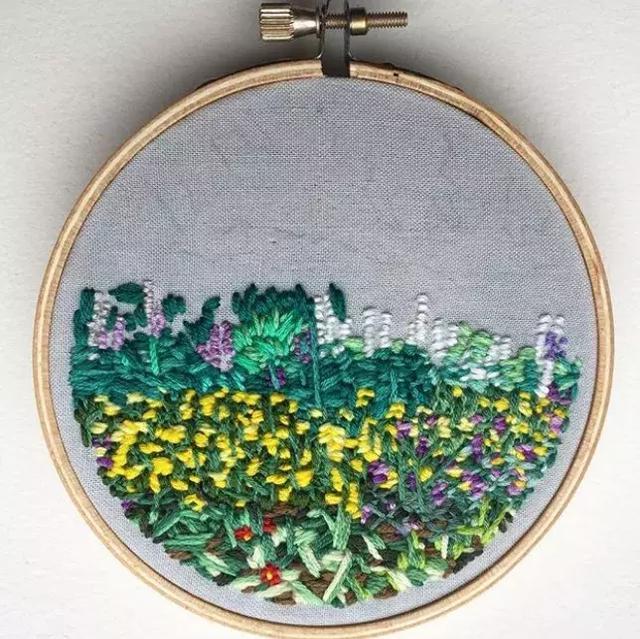 刺繡與水彩的結(jié)合，誕生出很有創(chuàng)意的作品